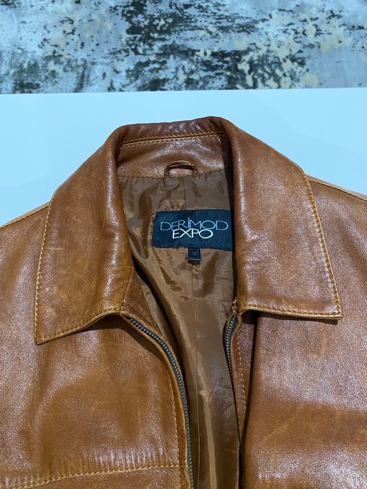 Deri kahverengi ceket - Görsel 2