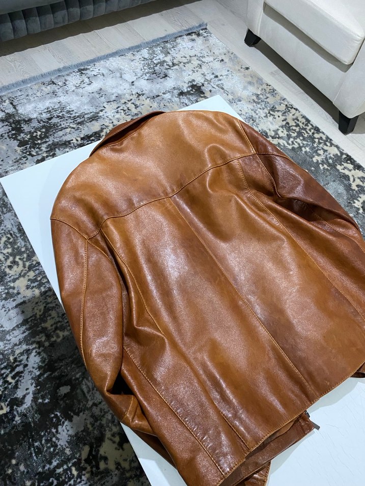 Deri kahverengi ceket - Görsel 3