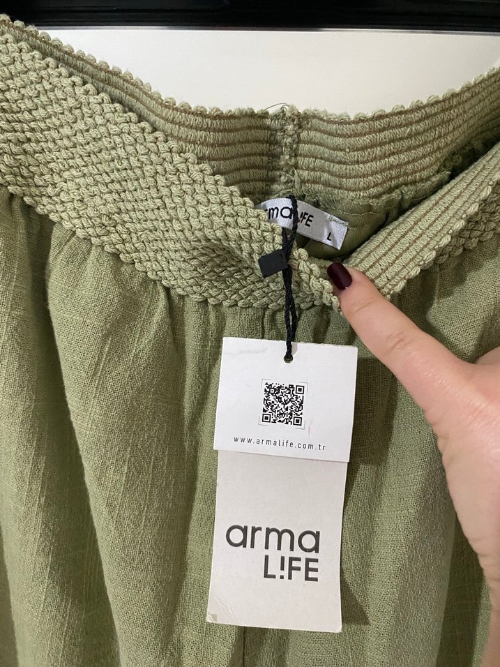 Salaş yanları cepli keten pantolon - Görsel 2