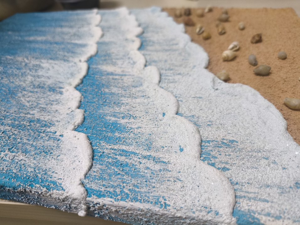 Deniz Sahil temalı Dokulu Tablo| el yapımı Tuval Çalışması 25x35 - Görsel 4