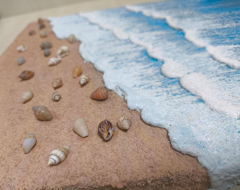 Deniz Sahil temalı Dokulu Tablo| el yapımı Tuval Çalışması 25x35 - Görsel 2