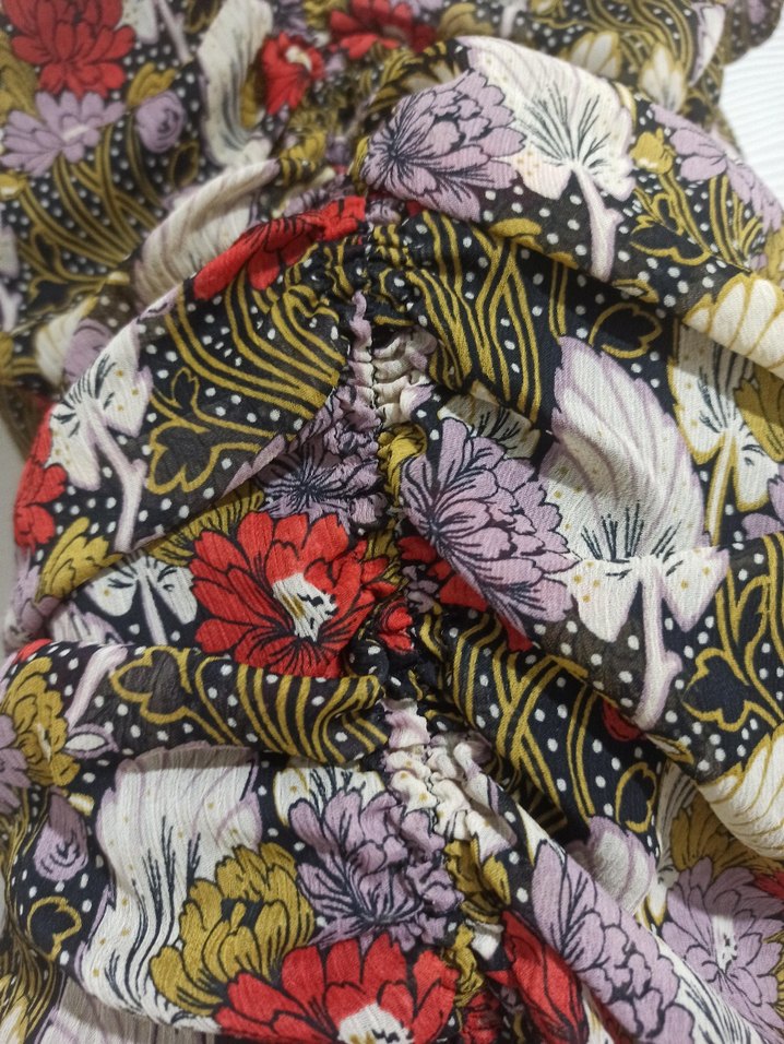 Çiçek Desenli Drapeli Mini Bohem Elbise - Görsel 2