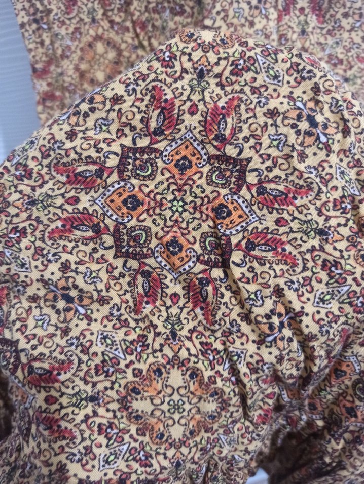 V Yaka Kısa Kahverengi Bohem Elbise - Görsel 2