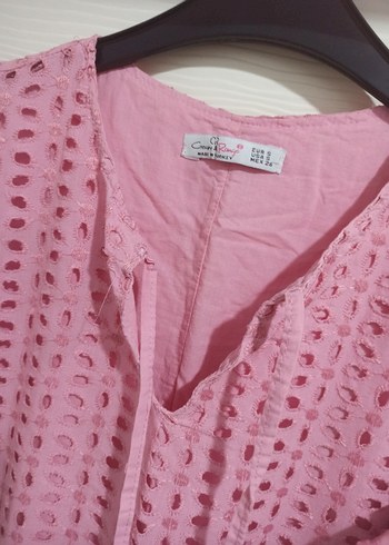 Pembe Fisto Elbise, prenses kol mini elbise - Görsel 3