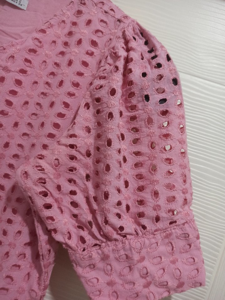 Pembe Fisto Elbise, prenses kol mini elbise - Görsel 4