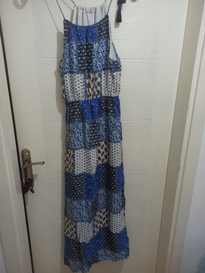 Mavi Bohem, Etnik Desenli, Uzun Askılı Elbise - Görsel 2