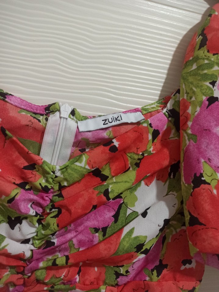 Çiçek Desenli Renkli Mini Elbise - Görsel 3