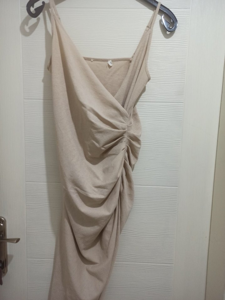 Mango Bej Wrap Midi Elbise - Görsel 2