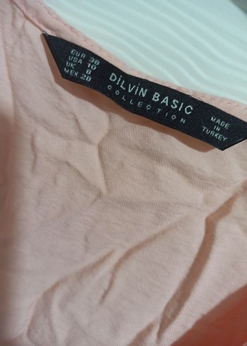 Düğmeli Kısa Kollu Pembe/Şeftali Bluz - Görsel 4