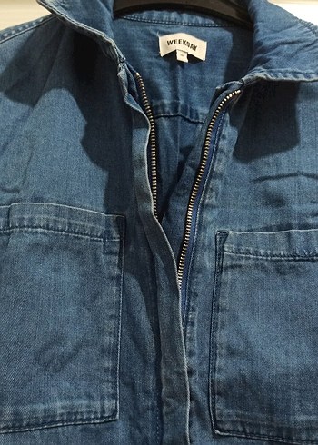 Kadın Denim Kemerli Uzun Kollu Tulum - Görsel 5