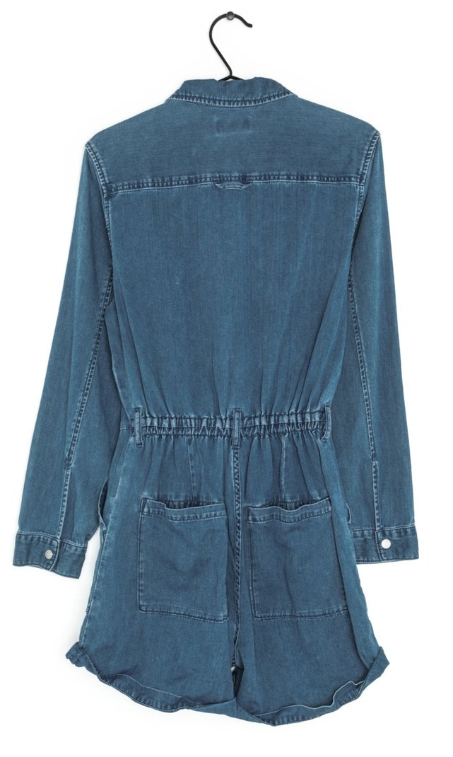 Kadın Denim Kemerli Uzun Kollu Tulum - Görsel 2