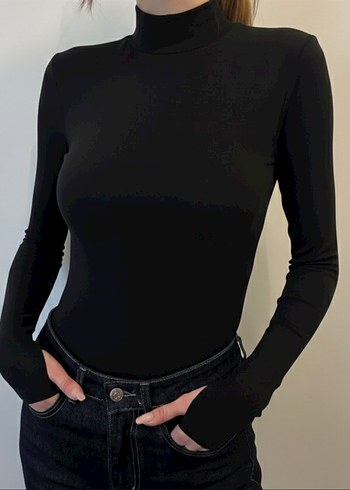 Siyah yarım boğazlı Uzun Kollu Kadın Bluz - Görsel 2