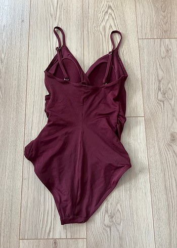 Bordo Drapeli İnce Askılı Kadın Mayo H&M - Görsel 4