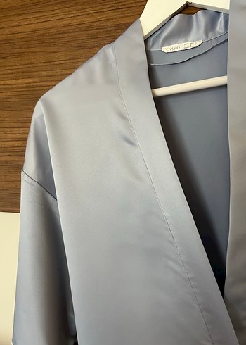 Gri Midi Kadın Sabahlık Dantel Detaylı OYSHO - Görsel 4