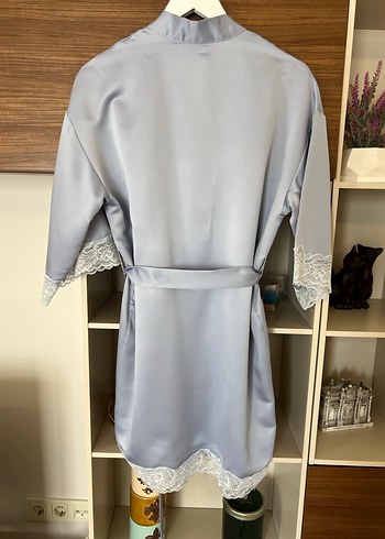 Gri Midi Kadın Sabahlık Dantel Detaylı OYSHO - Görsel 8