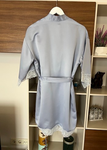 Gri Midi Kadın Sabahlık Dantel Detaylı OYSHO - Görsel 7