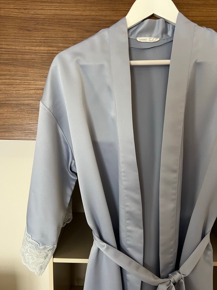 Gri Midi Kadın Sabahlık Dantel Detaylı OYSHO - Görsel 5