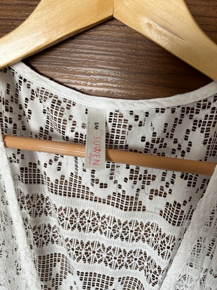 Nakışlı Beyaz Bohem Uzun Elbise Plaj Elbisesi Suwen - Görsel 5