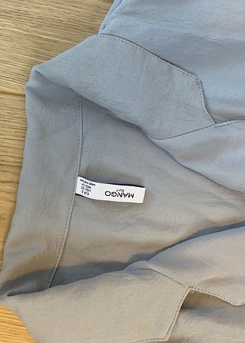 Mavi Kemerli Kadın Keten Tulum Mango - Görsel 3