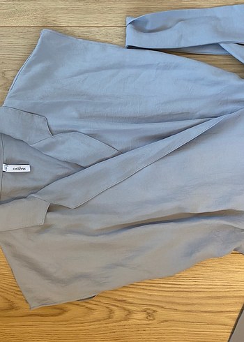 Mavi Kemerli Kadın Keten Tulum Mango - Görsel 2