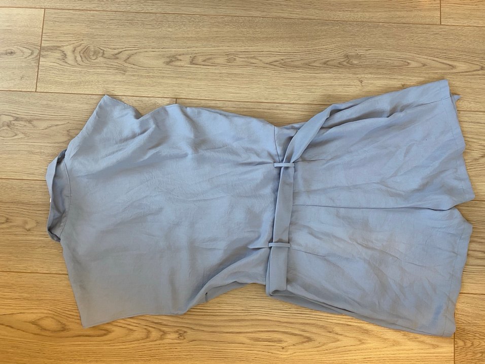 Mavi Kemerli Kadın Keten Tulum Mango - Görsel 4