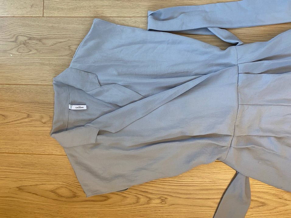 Mavi Kemerli Kadın Keten Tulum Mango - Görsel 2