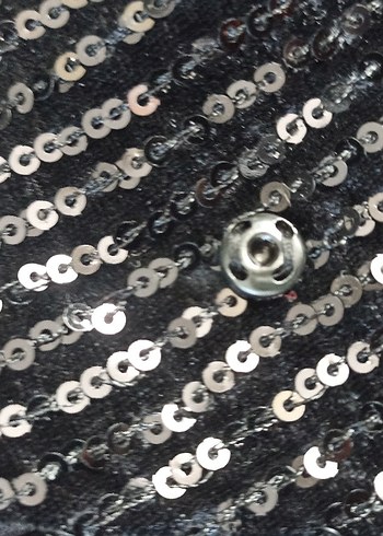 Payet kumaş, tül kollu şık elbise - siyah - Görsel 4