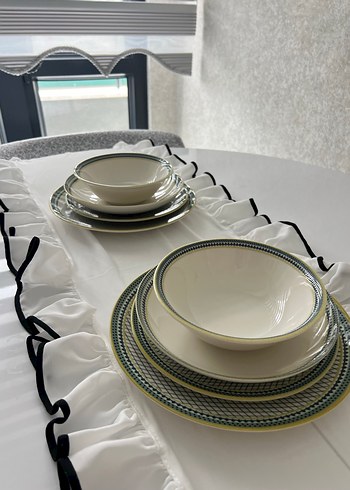 Yeşil ve beyaz yemek takımı 12 kişilik - Görsel 2