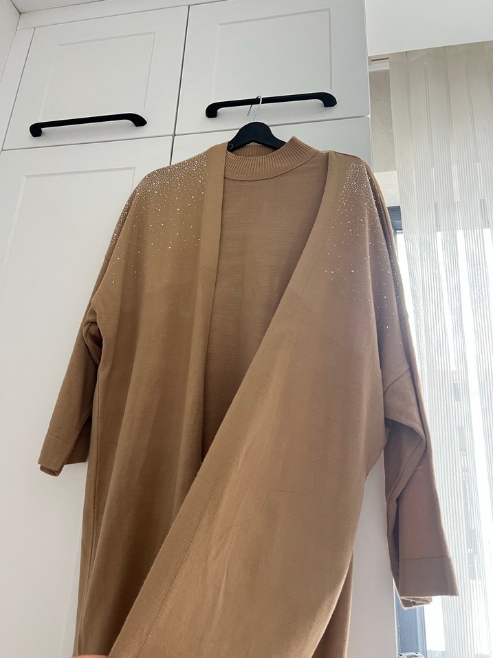 Bej Parlak Uzun Kadın Sabahlık - Görsel 2