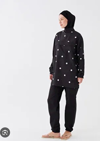 Kadın Siyah Puantiyeli tesettür mayo - Görsel 4