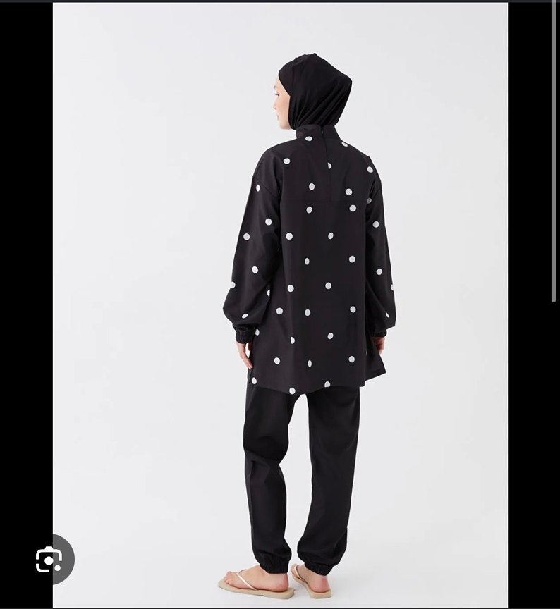 Kadın Siyah Puantiyeli tesettür mayo - Görsel 3