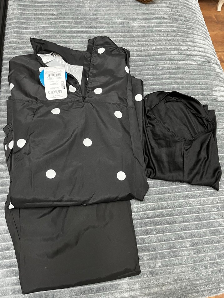 Kadın Siyah Puantiyeli tesettür mayo - Görsel 2