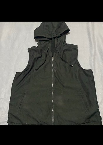 Siyah Kapüşonlu Fermuarlı Kadın Yelek - Görsel 2