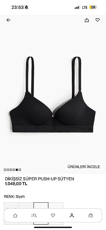 H&M dikişsiz push up sütyen