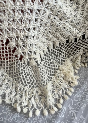 Beyaz Örgü Şal - Görsel 4