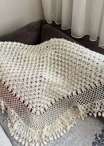 Beyaz Örgü Şal - Görsel 2