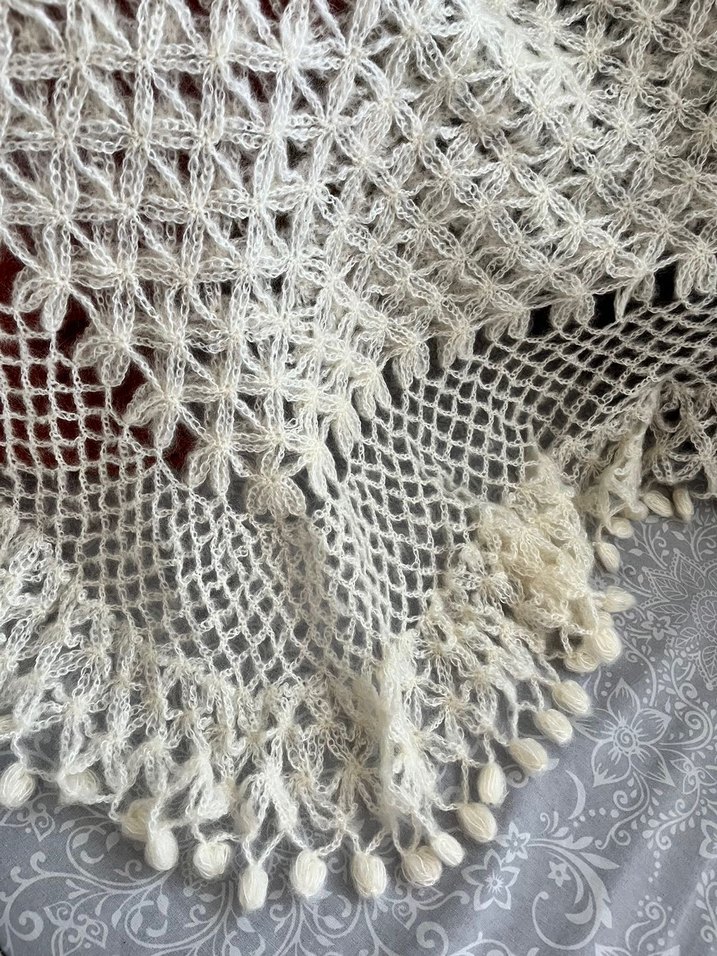 Beyaz Örgü Şal - Görsel 4