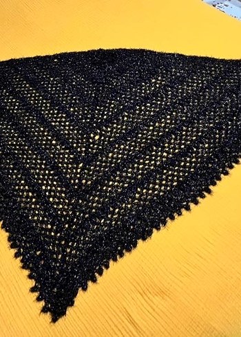 Siyah Örgü Kadın Şal - Görsel 4