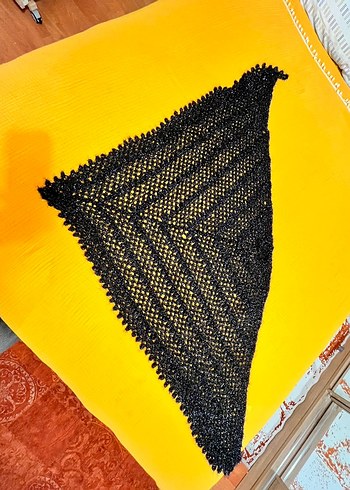 Siyah Örgü Kadın Şal - Görsel 3