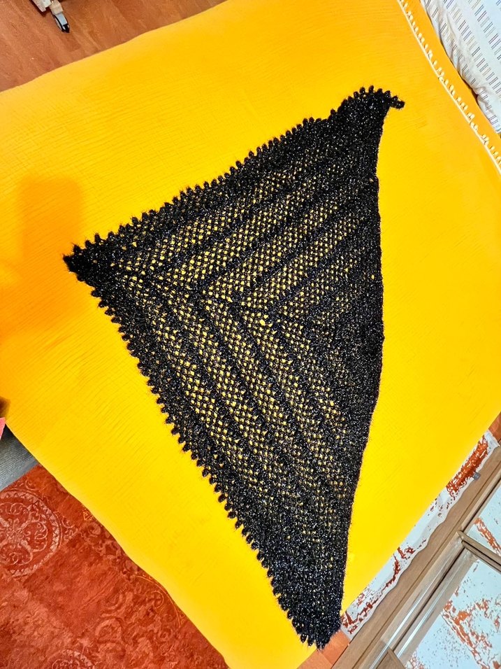 Siyah Örgü Kadın Şal - Görsel 3