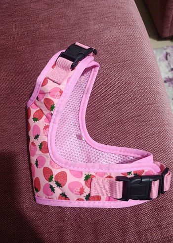 Çilek Desenli Pembe Kedi Göğüs Tasması m beden - Görsel 4