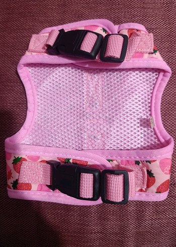 Çilek Desenli Pembe Kedi Göğüs Tasması m beden - Görsel 3