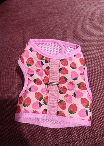 Çilek Desenli Pembe Kedi Göğüs Tasması m beden - Görsel 2