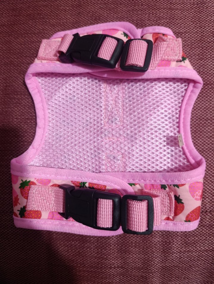 Çilek Desenli Pembe Kedi Göğüs Tasması m beden - Görsel 3