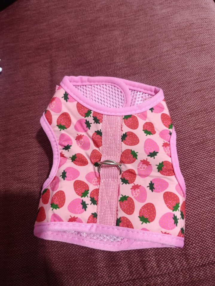 Çilek Desenli Pembe Kedi Göğüs Tasması m beden - Görsel 2