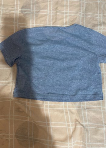 Mavi Kız Çocuk Kısa Kollu Denim Tişört - Görsel 3