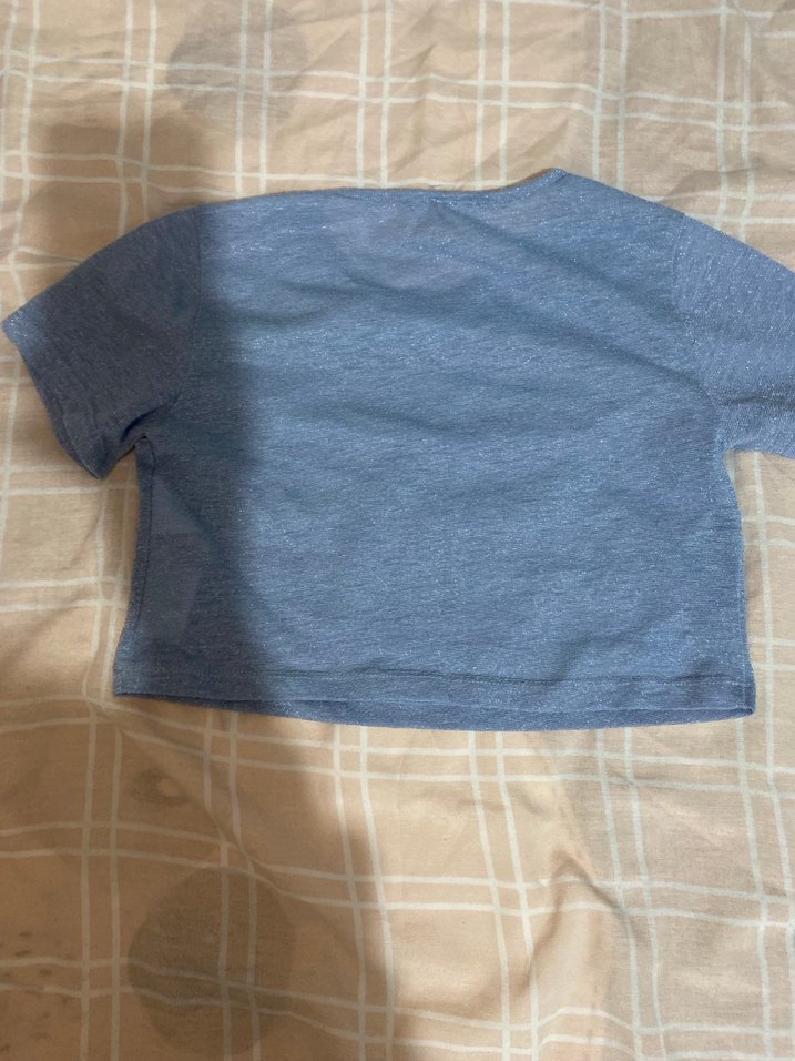 Mavi Kız Çocuk Kısa Kollu Denim Tişört - Görsel 3