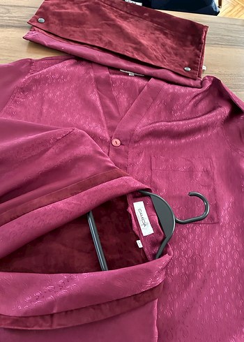 Bordo V Yakalı Kısa Kollu Hemşirelik Sabahlığı - Görsel 7