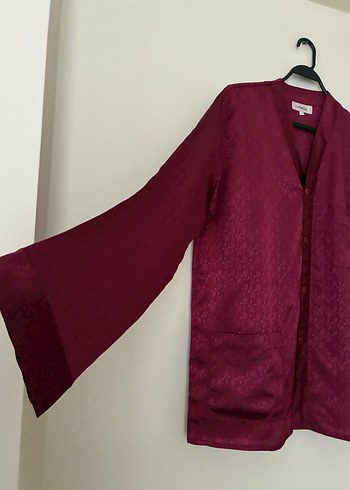 Bordo V Yakalı Kısa Kollu Hemşirelik Sabahlığı - Görsel 12