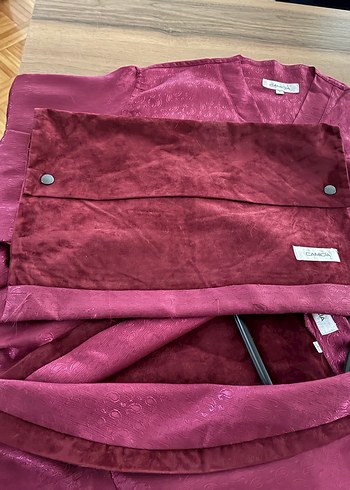 Bordo V Yakalı Kısa Kollu Hemşirelik Sabahlığı - Görsel 16